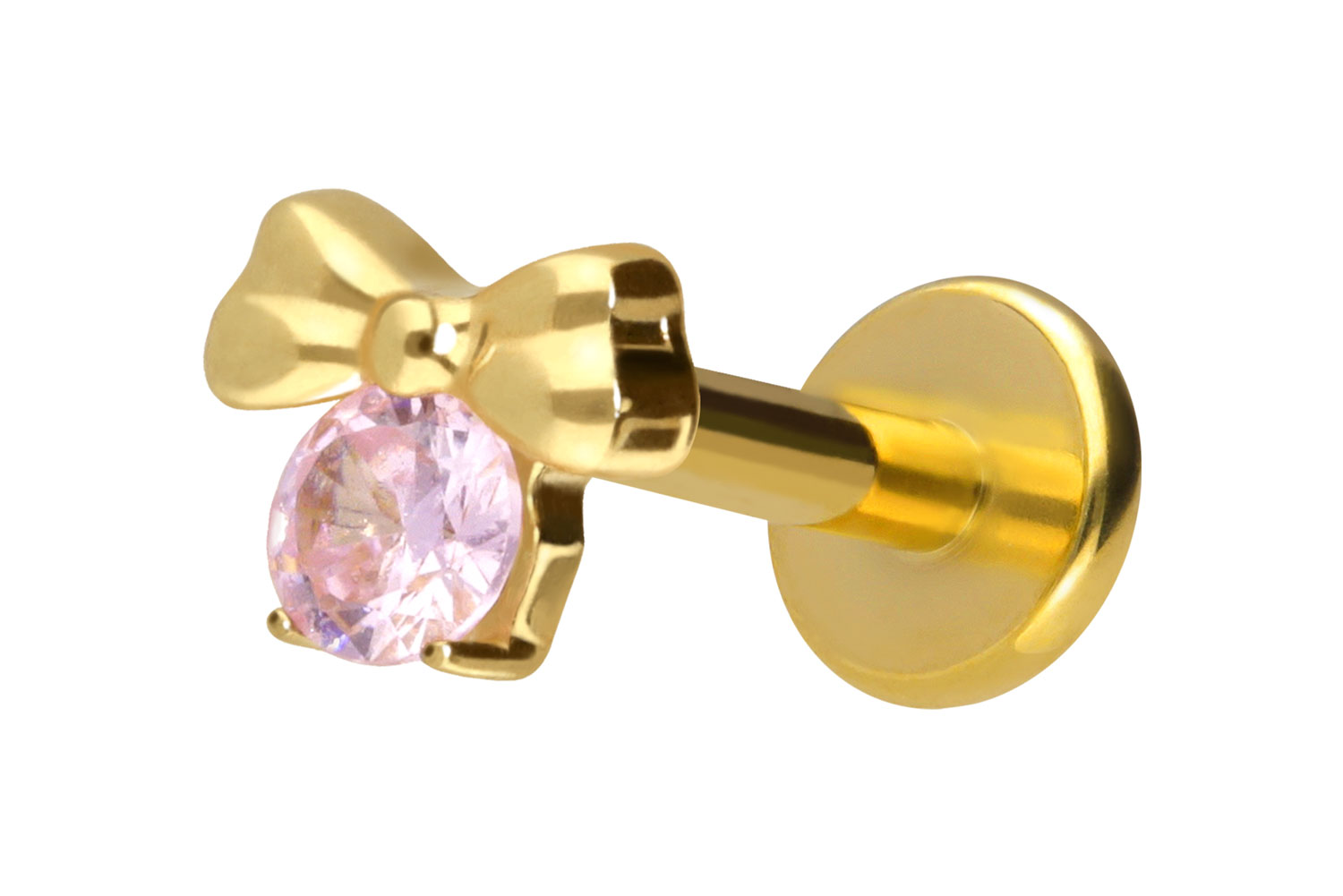 Titan Labret Piercing mit Innengewinde SCHLEIFE + KRISTALL